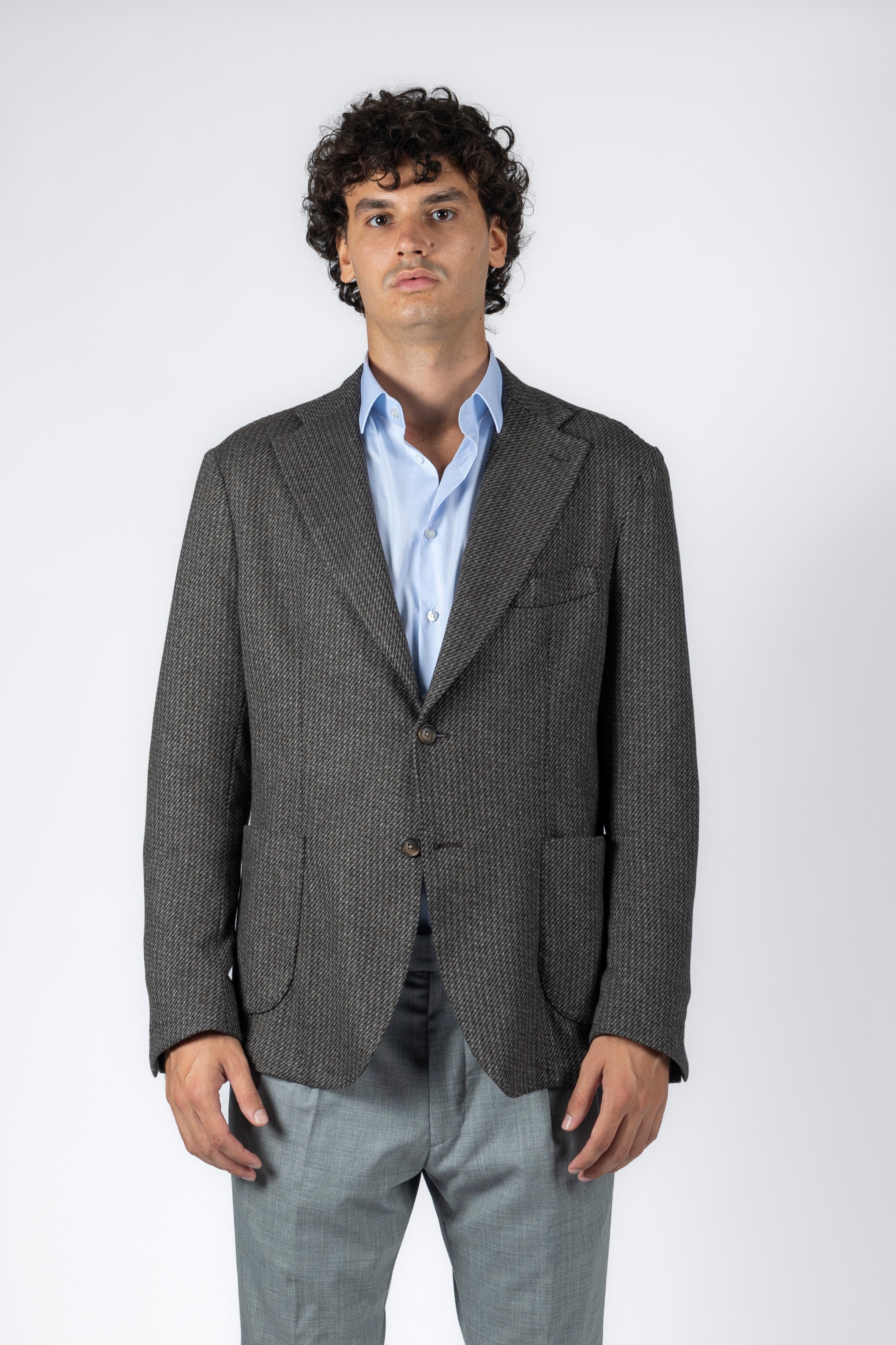 Camicia col collo italiano, in cotone canclini.