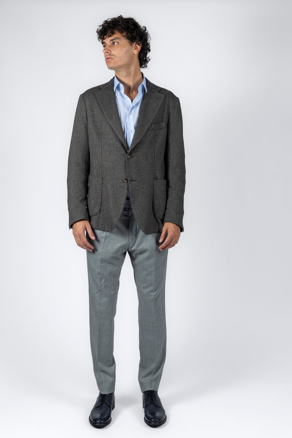 Giacca in lana vergine microfantasia