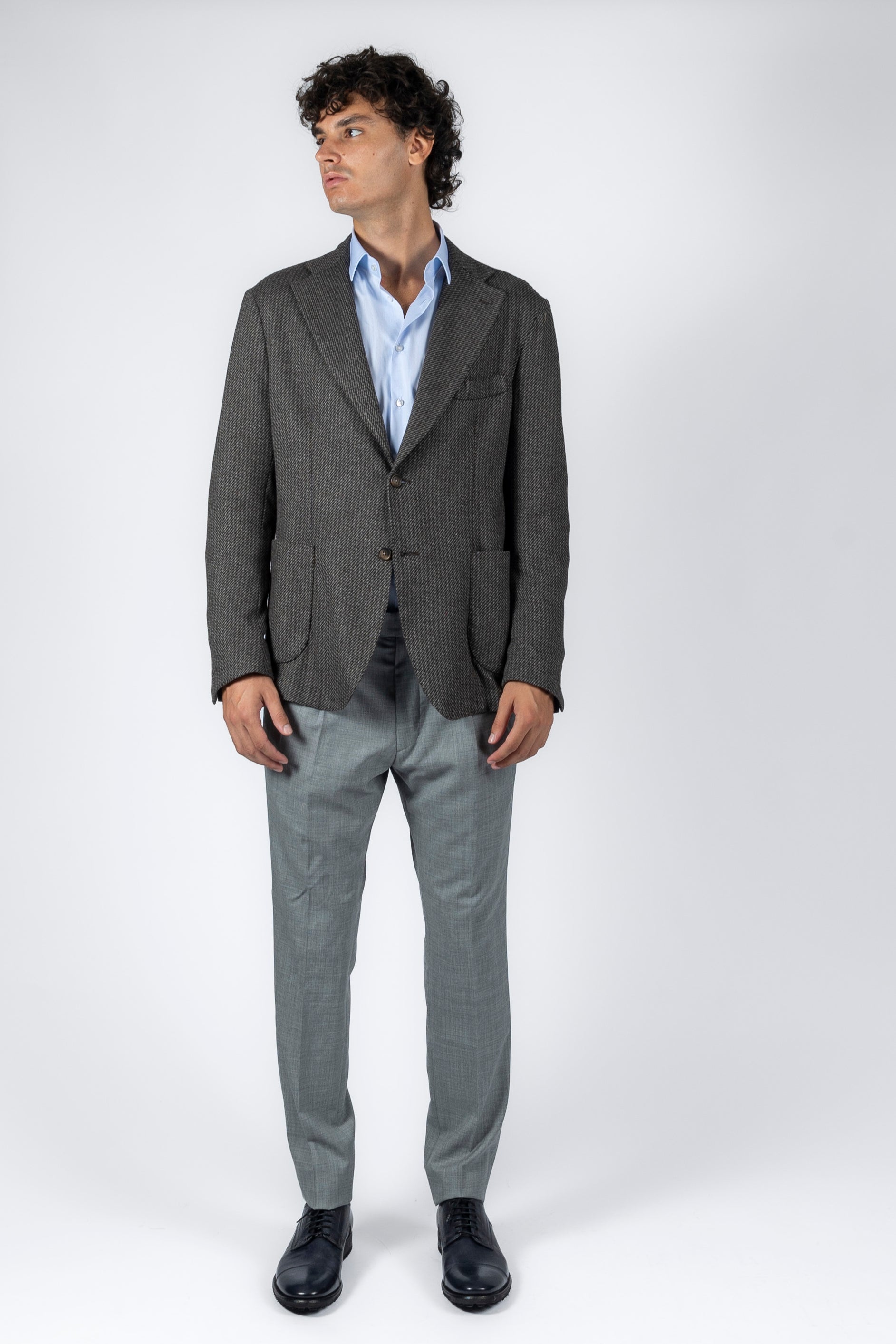 Giacca in lana vergine microfantasia