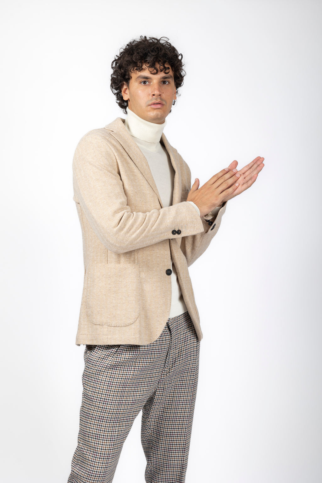 Pantalone misto lana con doppia pinces