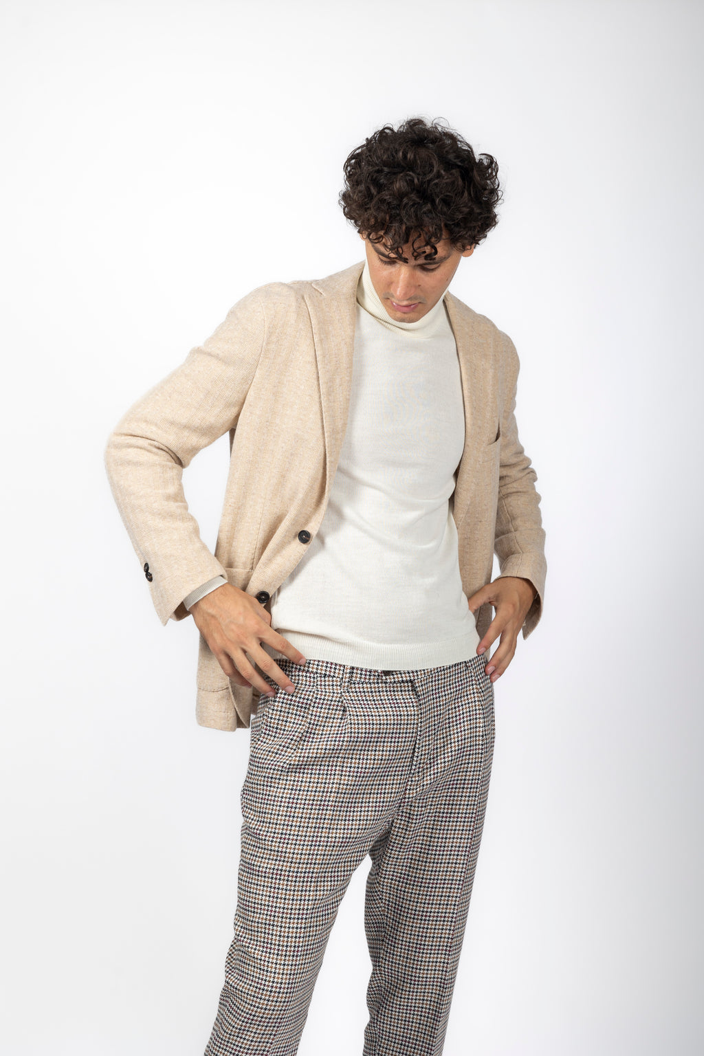Pantalone misto lana con doppia pinces