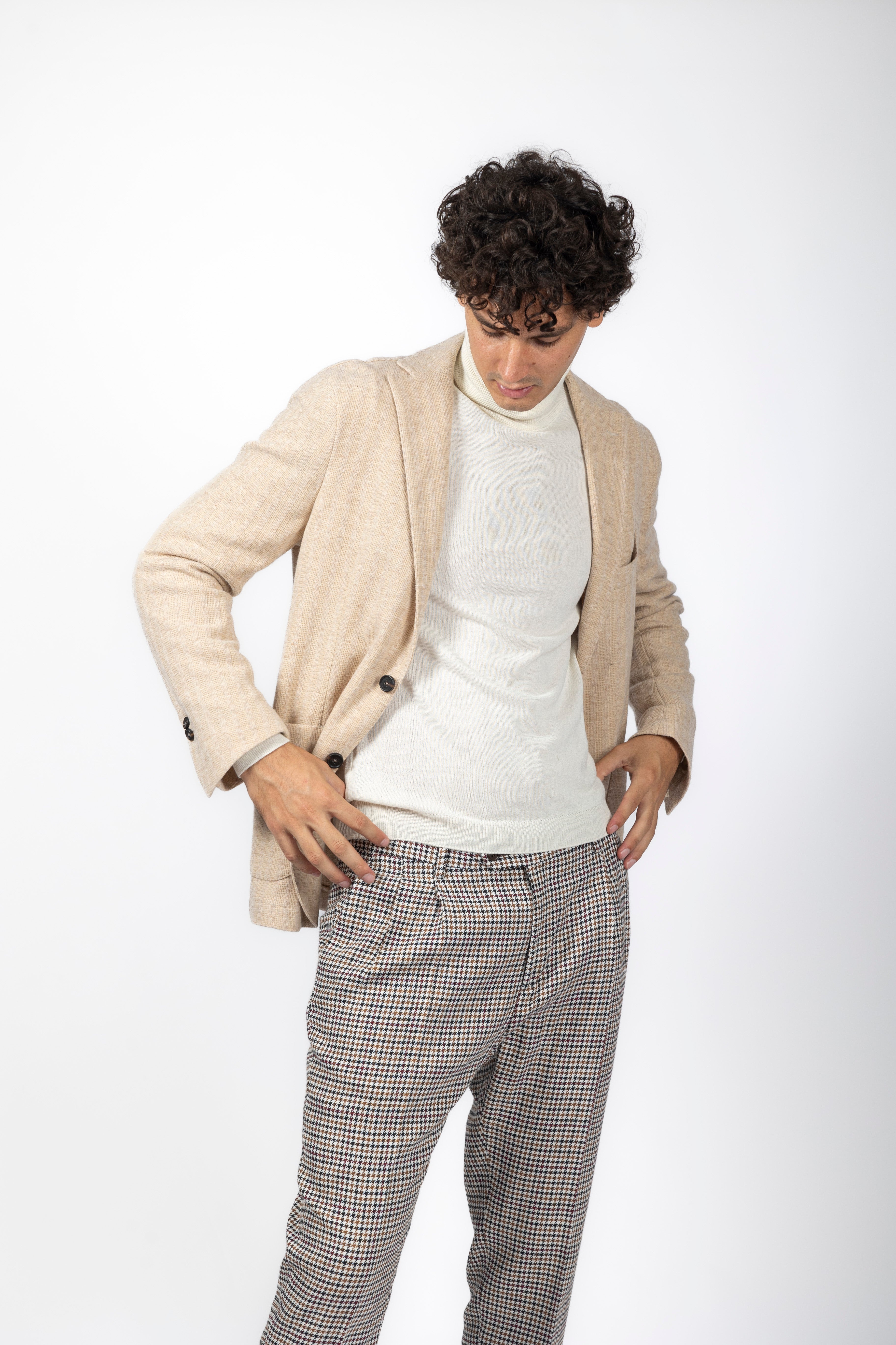 Pantalone misto lana con doppia pinces
