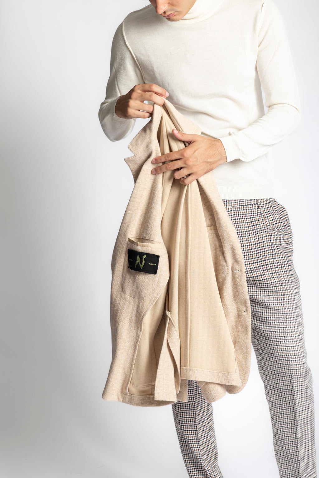 Giacca misto lana 2 bottoni completamente sfoderata