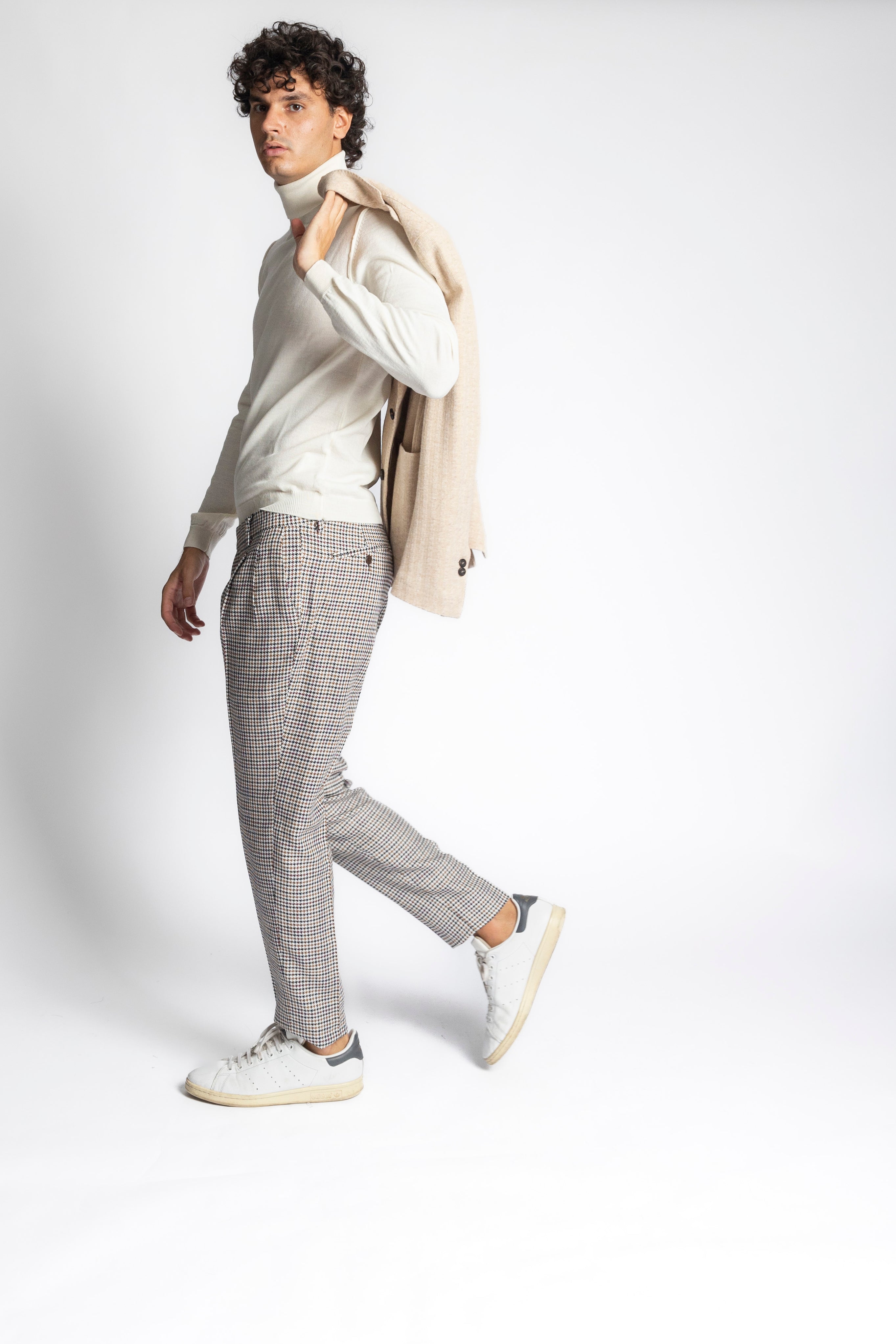 Pantalone misto lana con doppia pinces