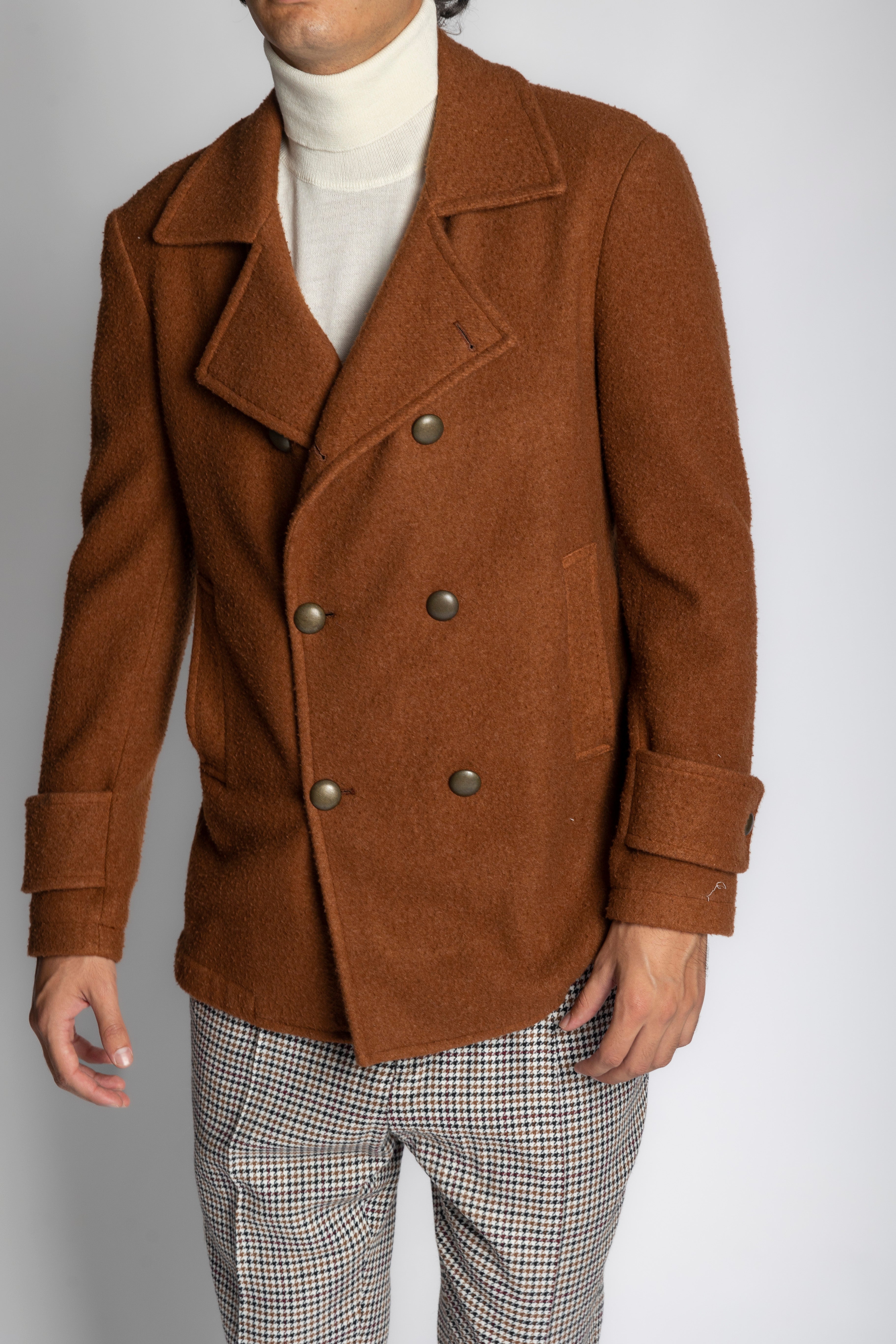 Giaccone doppio petto in lana cotta