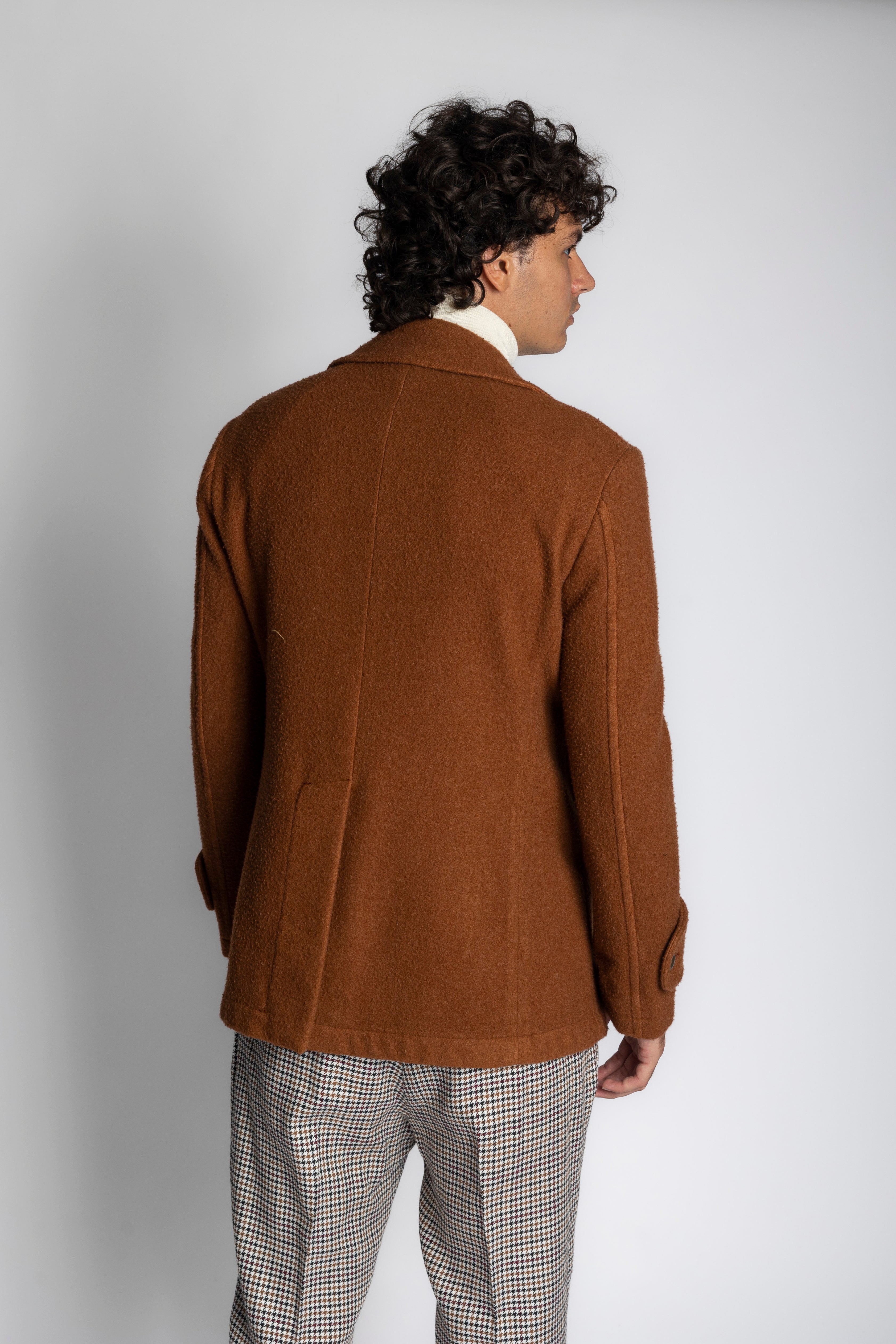 Giaccone doppio petto in lana cotta
