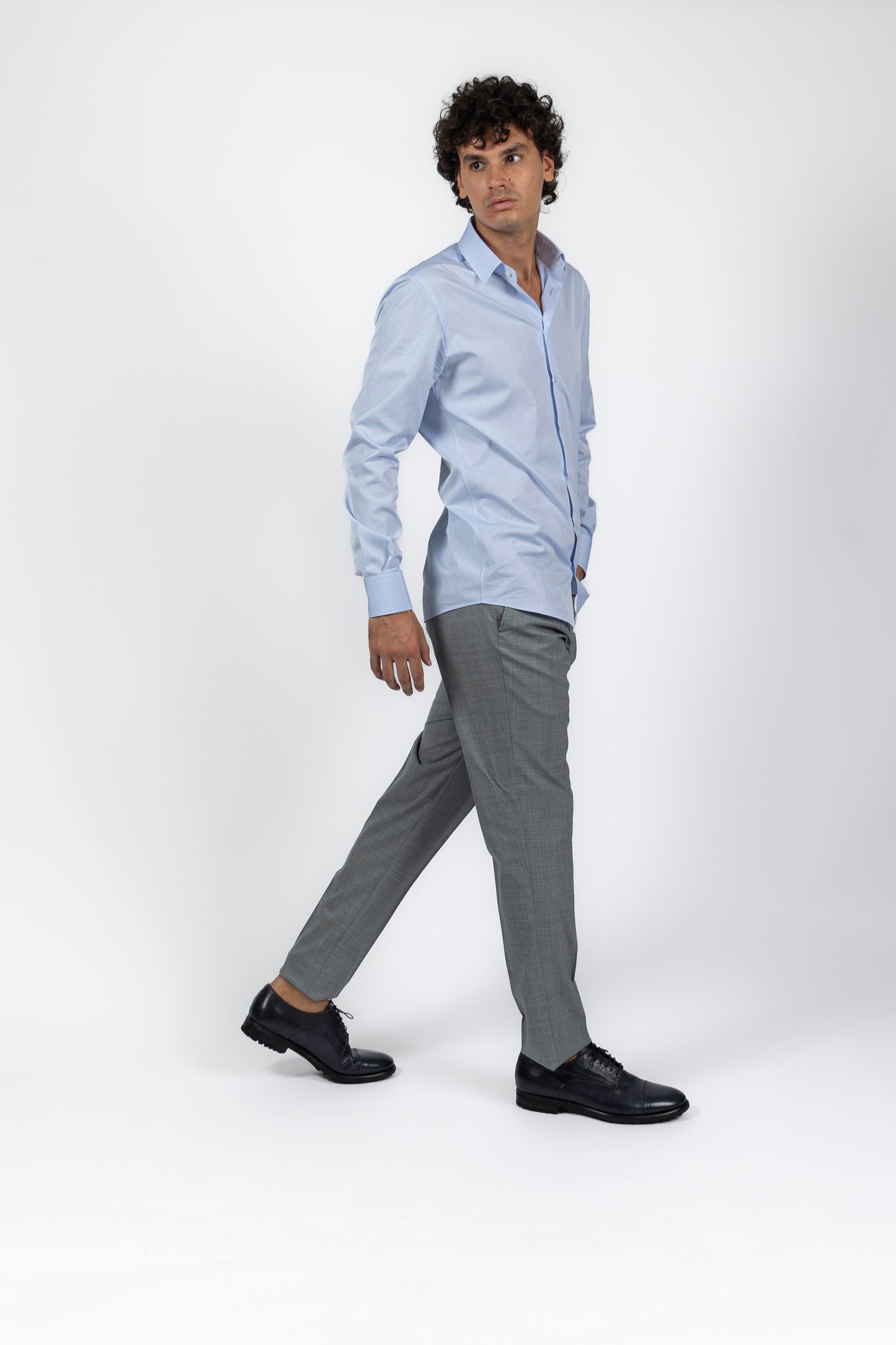 Camicia col collo italiano, in cotone canclini.