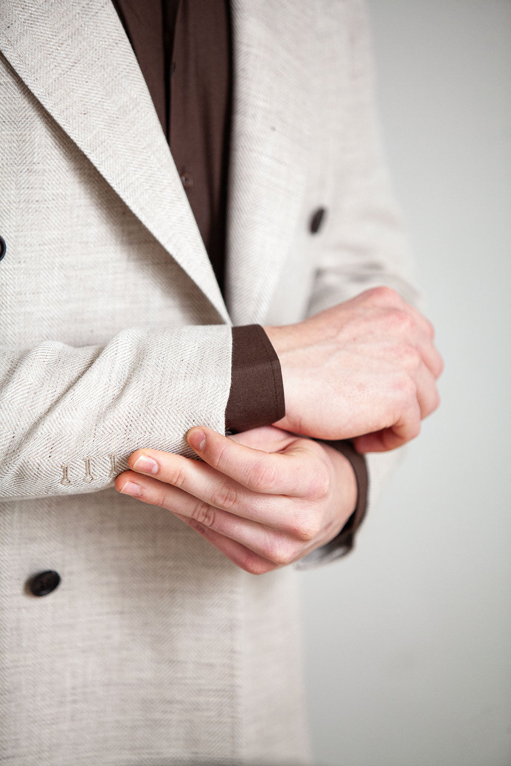 Giacca Doppiopetto Beige in Lino e cotone – Sartoriale, Sfoderata, Su Misura