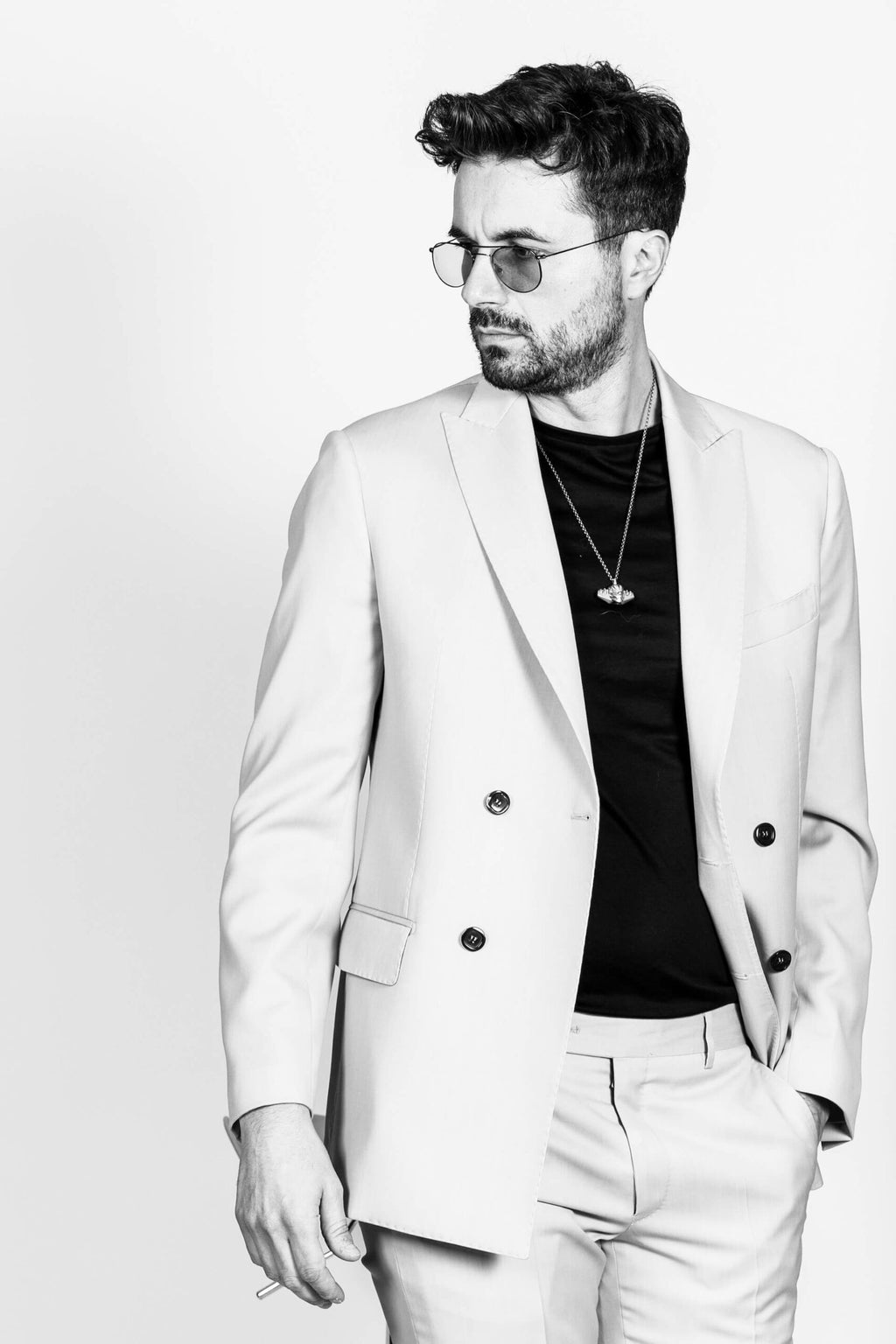 Abito Bianco Ottico Doppiopetto