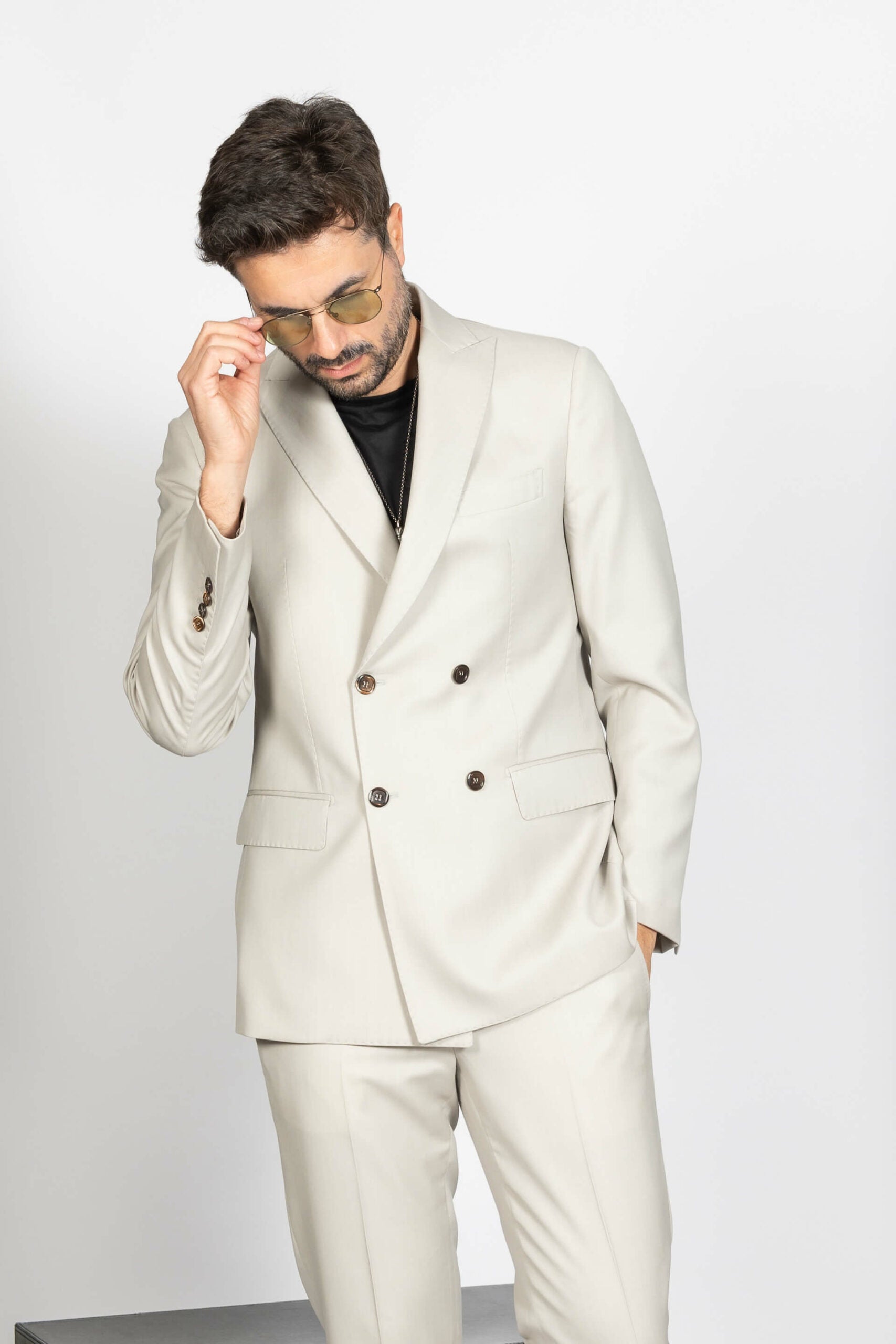 Abito Bianco Ottico Doppiopetto