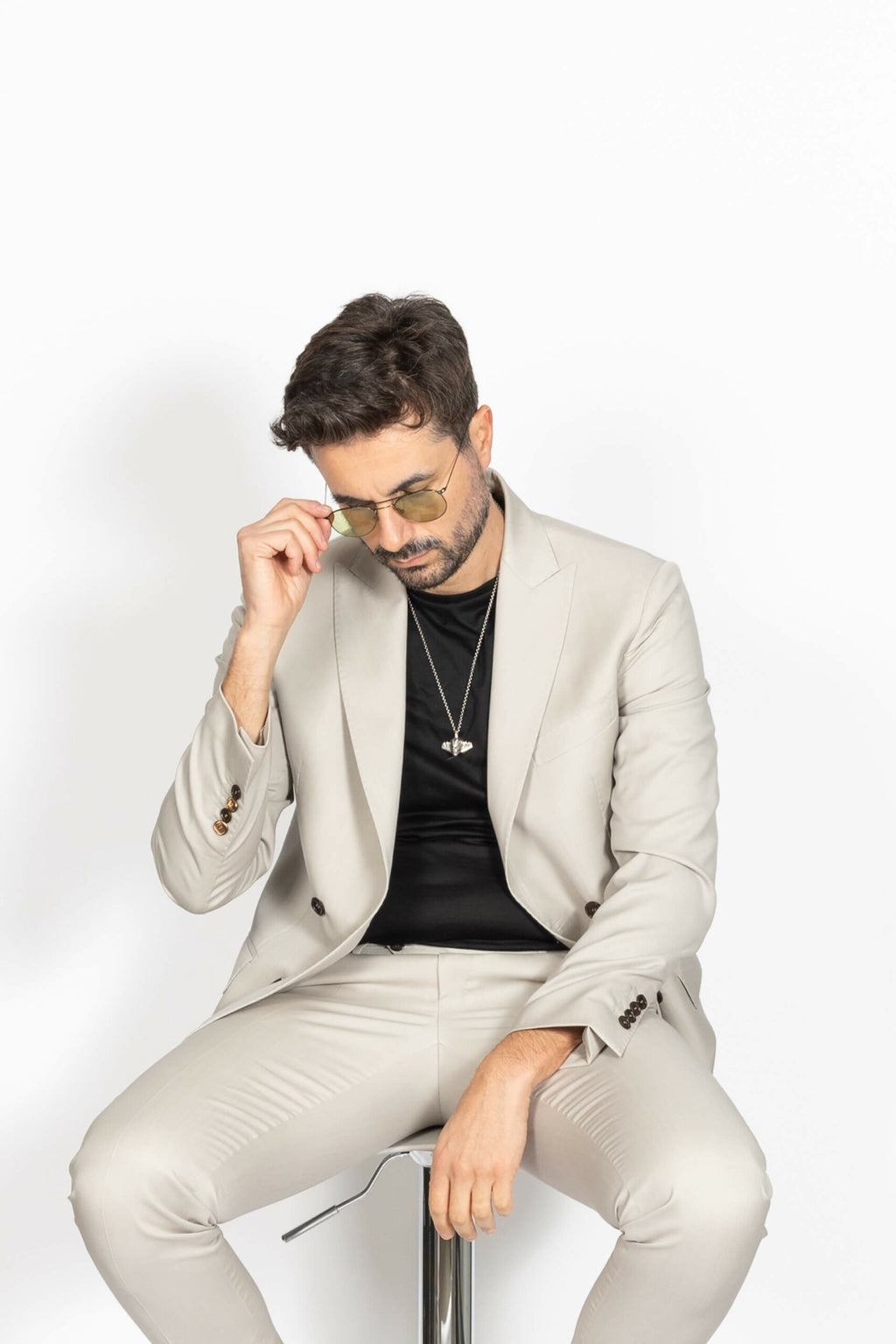 Abito Bianco Ottico Doppiopetto