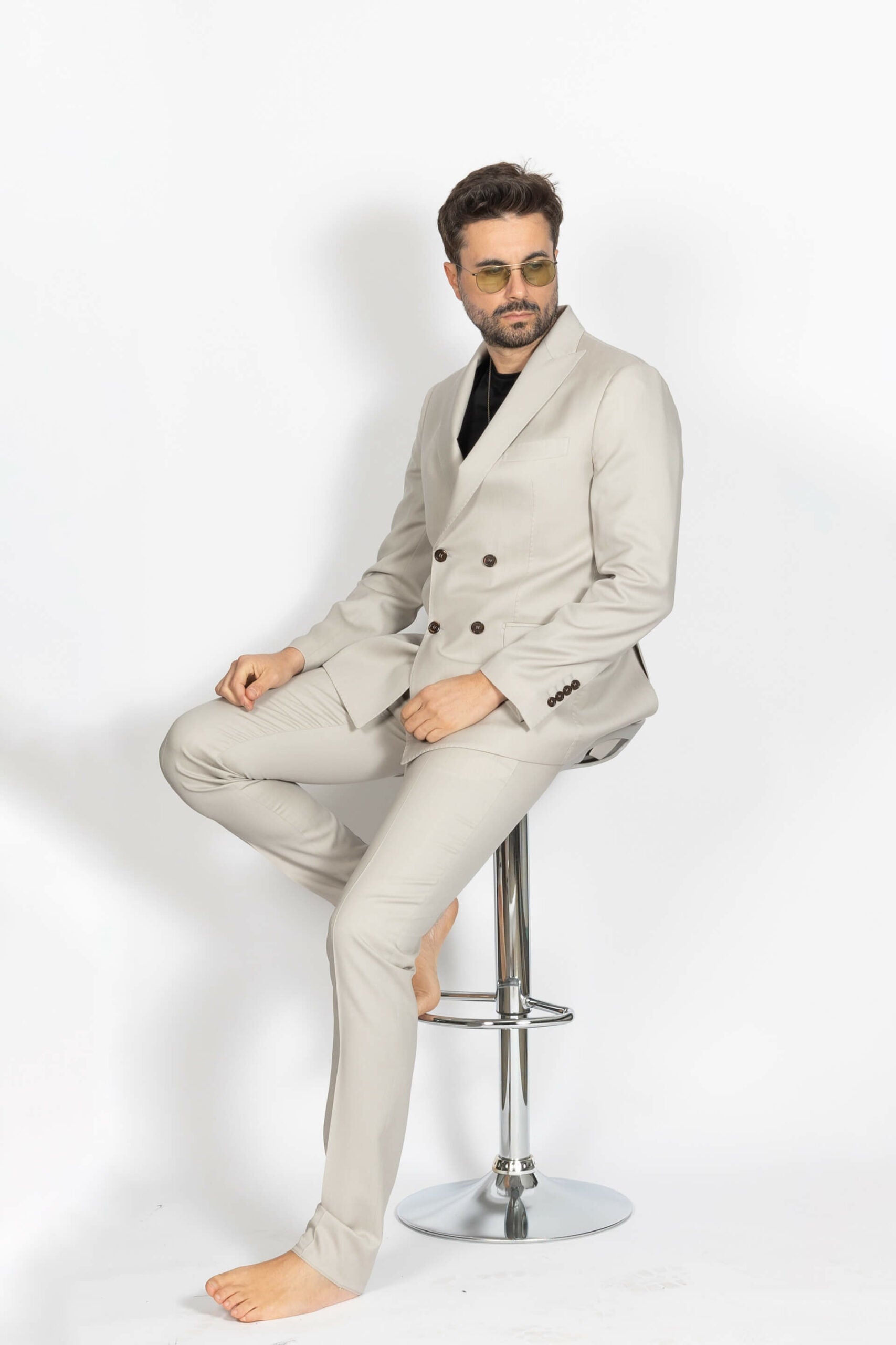 Abito Bianco Ottico Doppiopetto