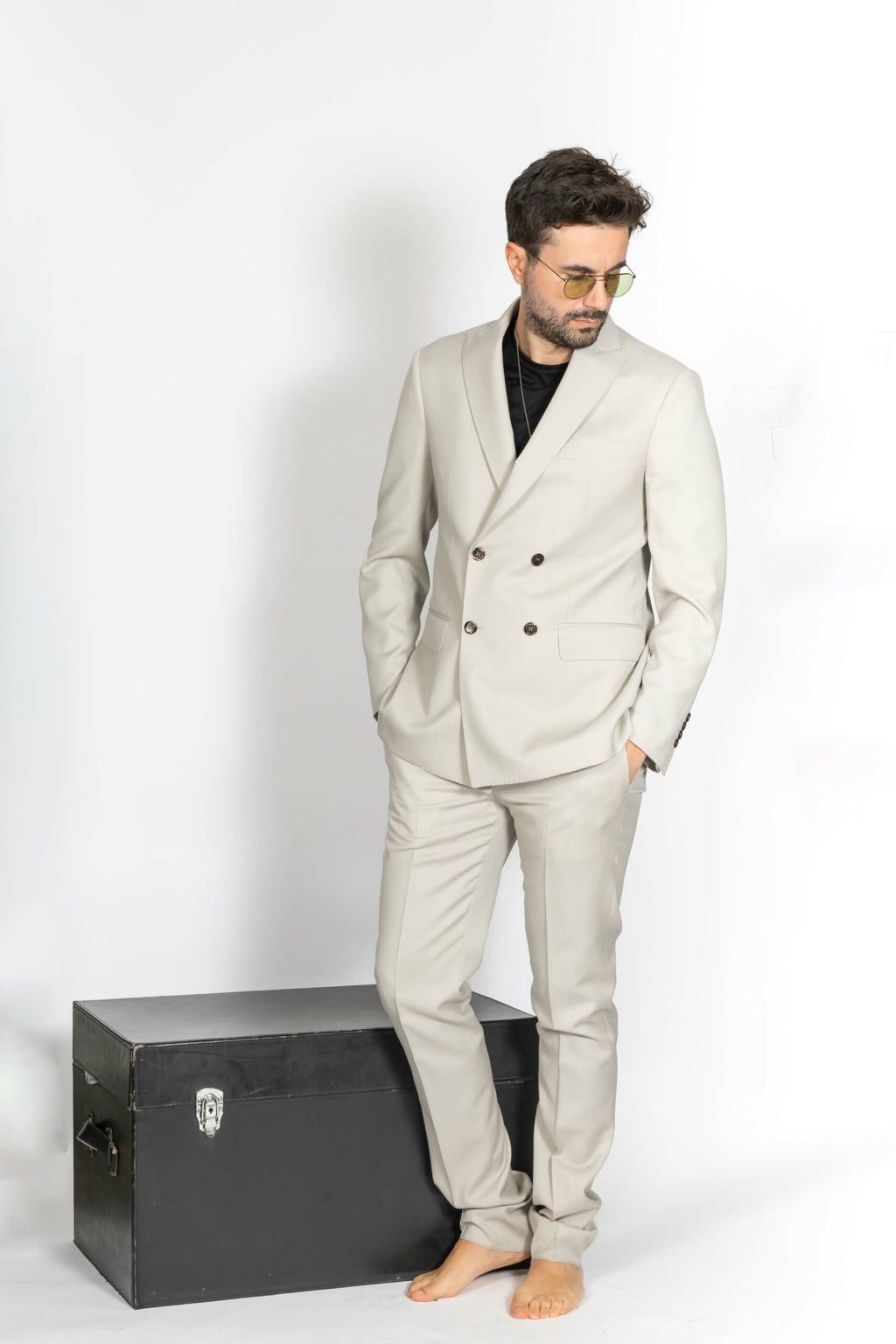 Abito Bianco Ottico Doppiopetto