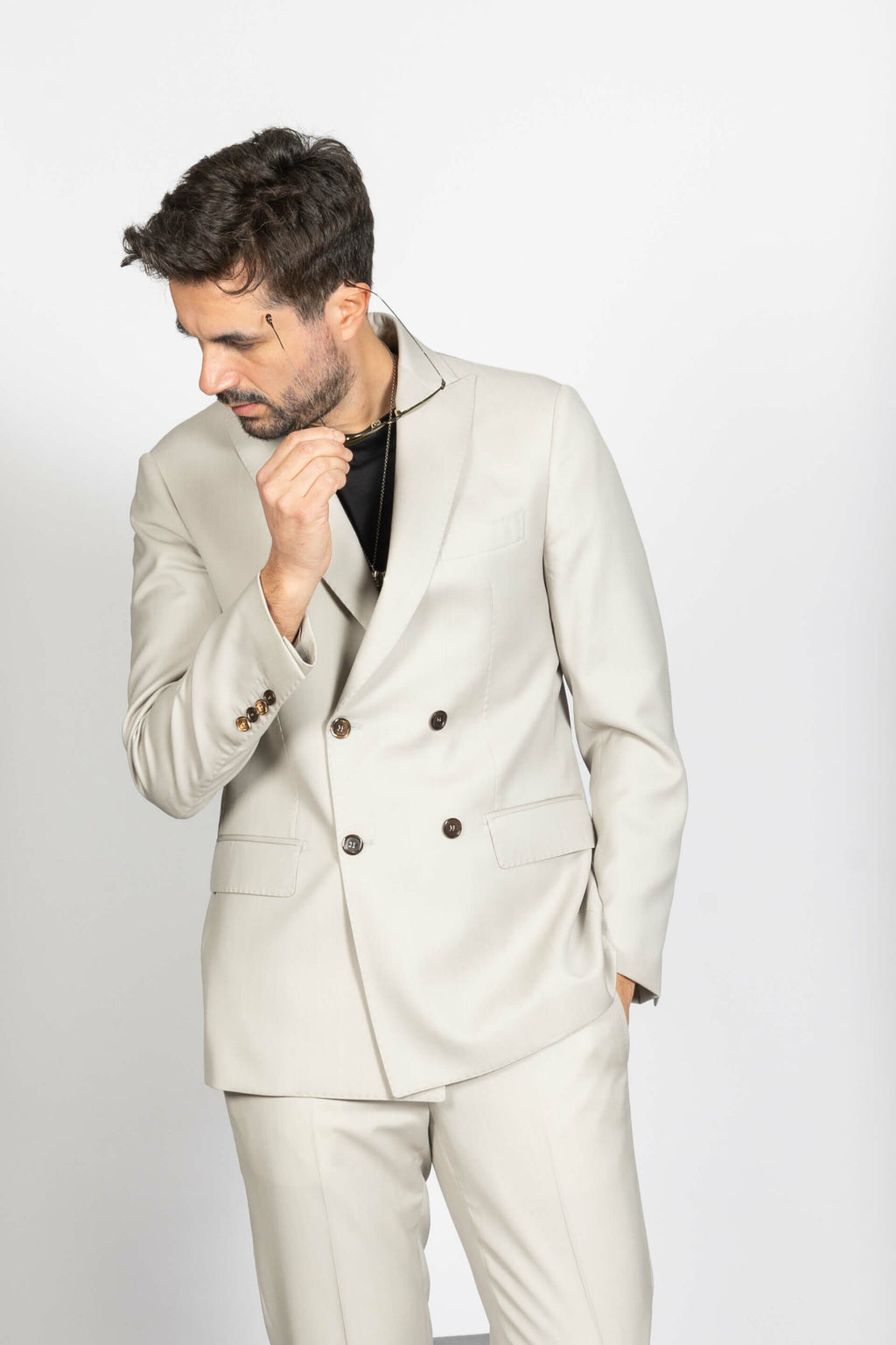 Abito Bianco Ottico Doppiopetto